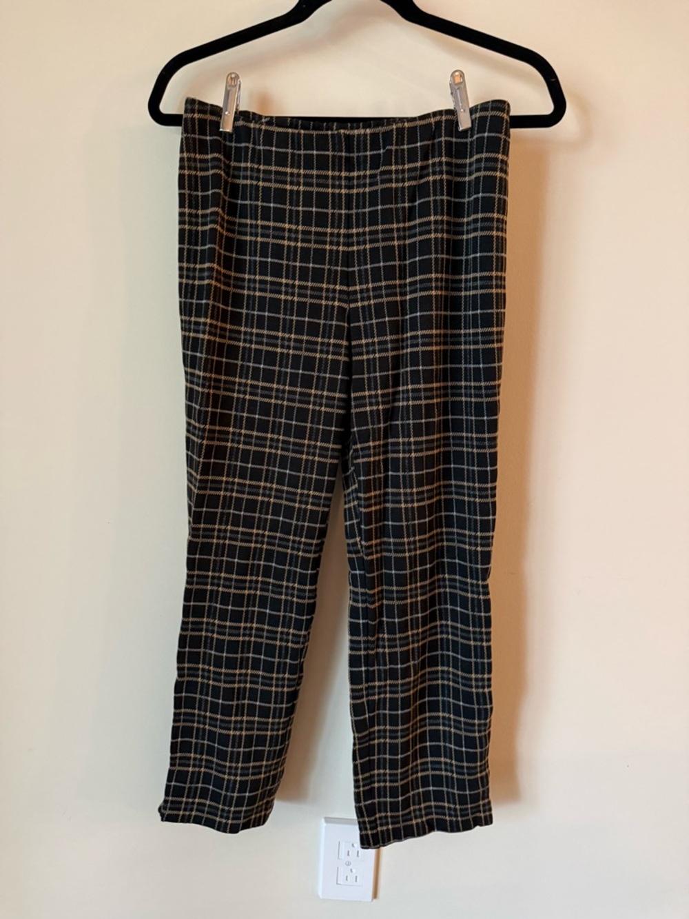 J. Jill Black Plaid Ankle Pants Cropped Stretch Straight Leg Minimalist